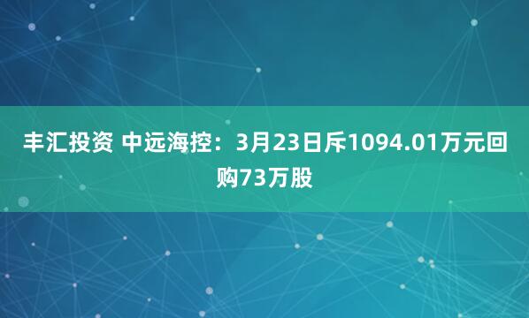 丰汇投资 中远海控：3月23日斥1094.01万元回购73万股